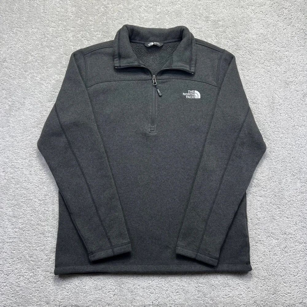 The‎ North Face Sweater Mens Large Gray Cap Rock Quarter Zip Fleece Pullover