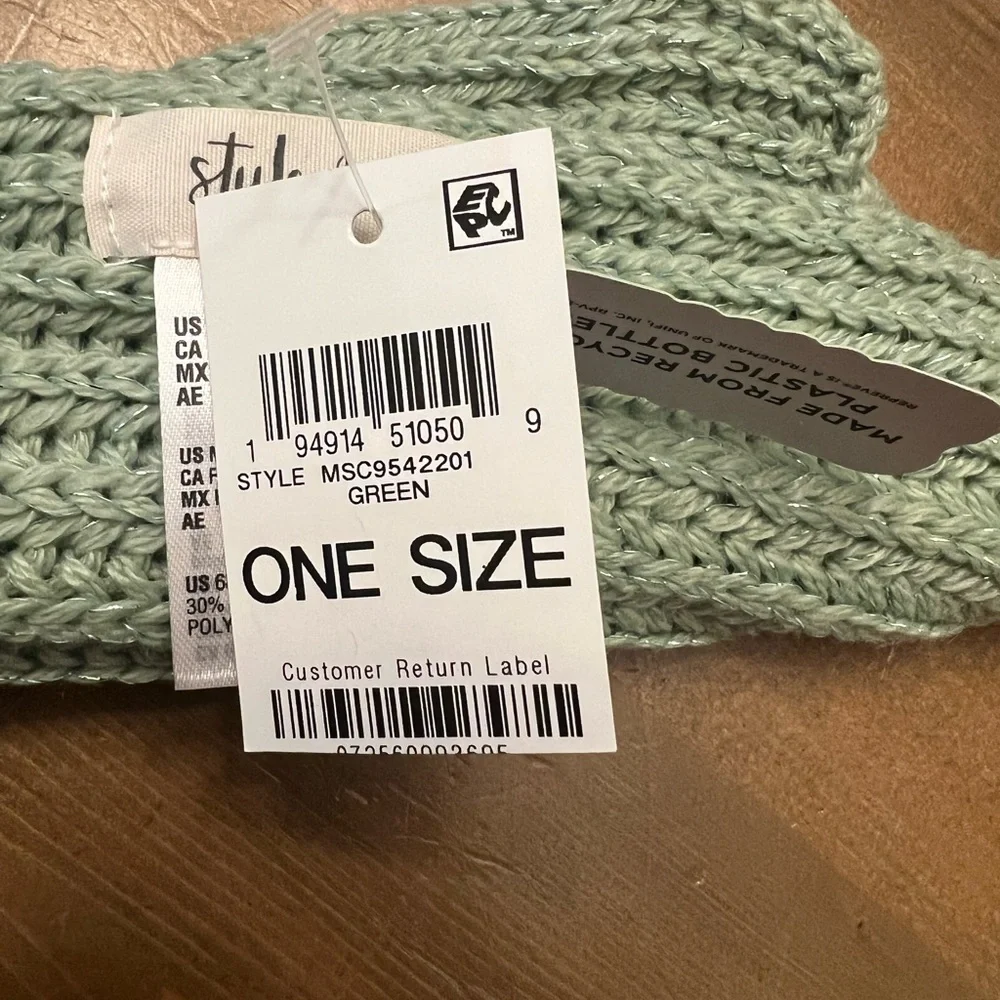 Style & Co Women's One Size Solid Green Shine Ribbed 72