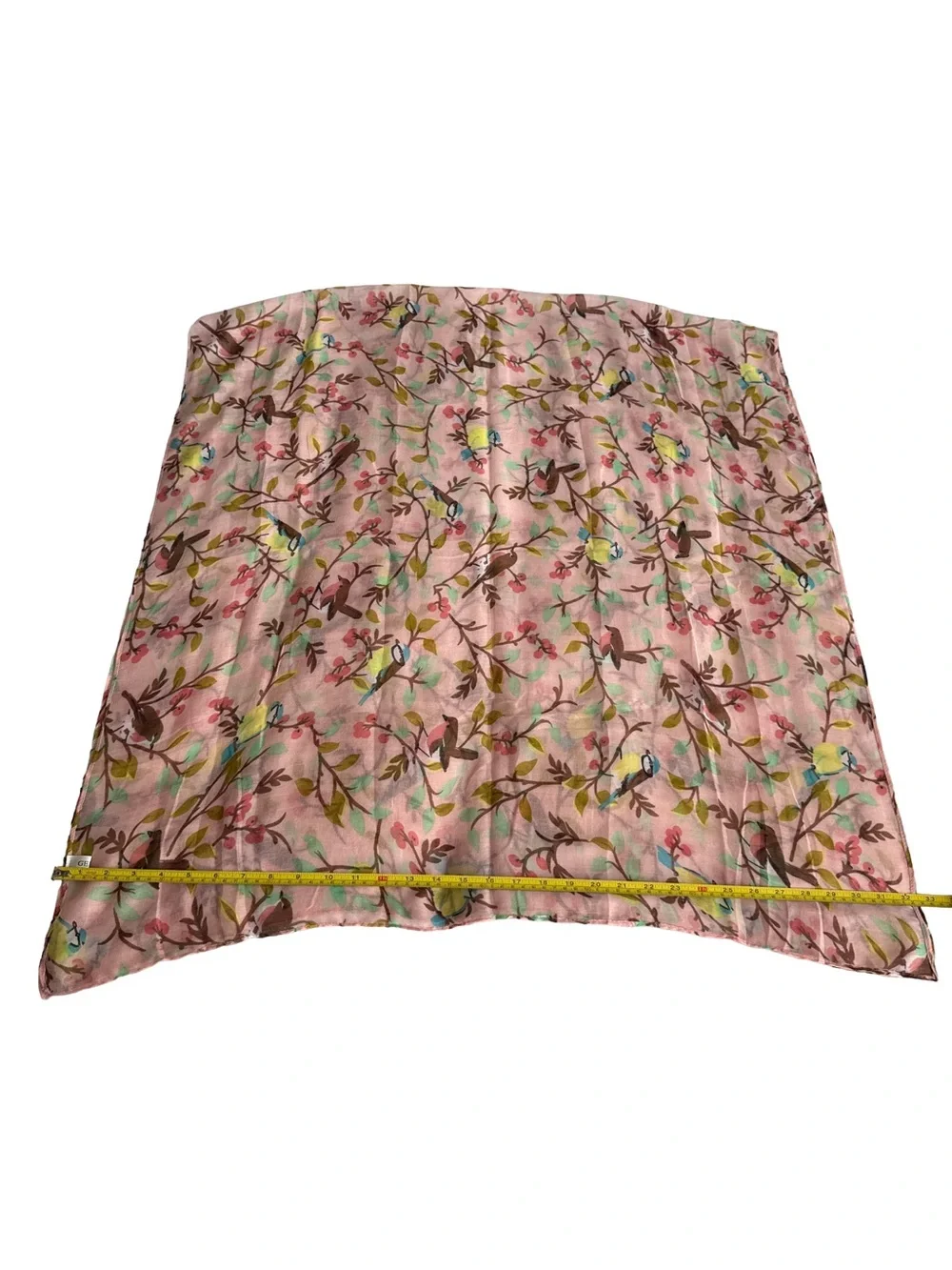 GERINLY Lightweight Pink Floral Bird Print Sheer Scarf Winter Shawl Wrap 32x72