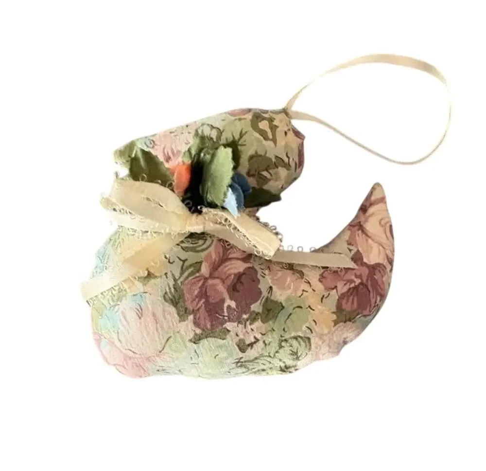 Vintage Handmade Floral Fabric Goose Duck Ornament Hanging Country
