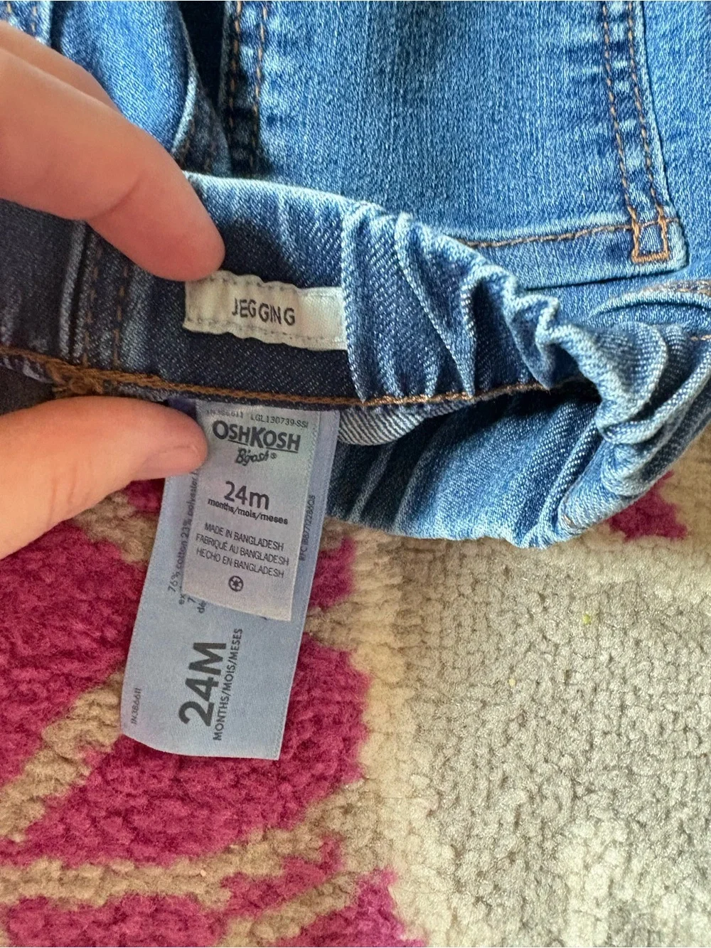 Oshkosh B’Gosh Elastic Waist Pull On Jeggings Jeans Toddler Girl 2T