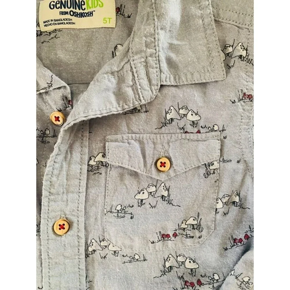 button down shirt OSHKOSH mushroom print 5T