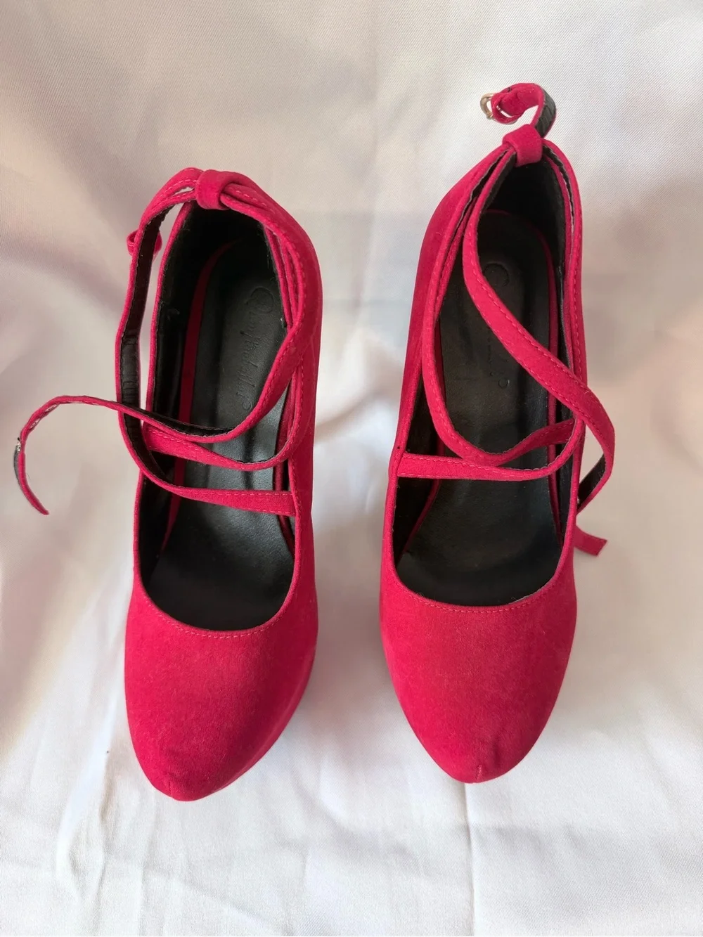 Women’s Red Platform Mary Jane High Heels with Ankle Strap, NWOT size 10