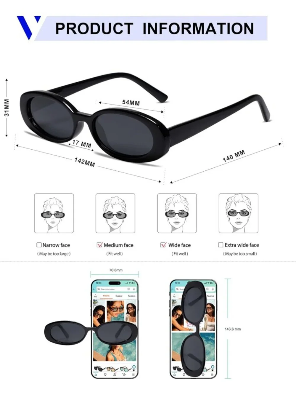 Retro Polarized Oval Sunglasses for Women & Men | Small 90s Style Shades