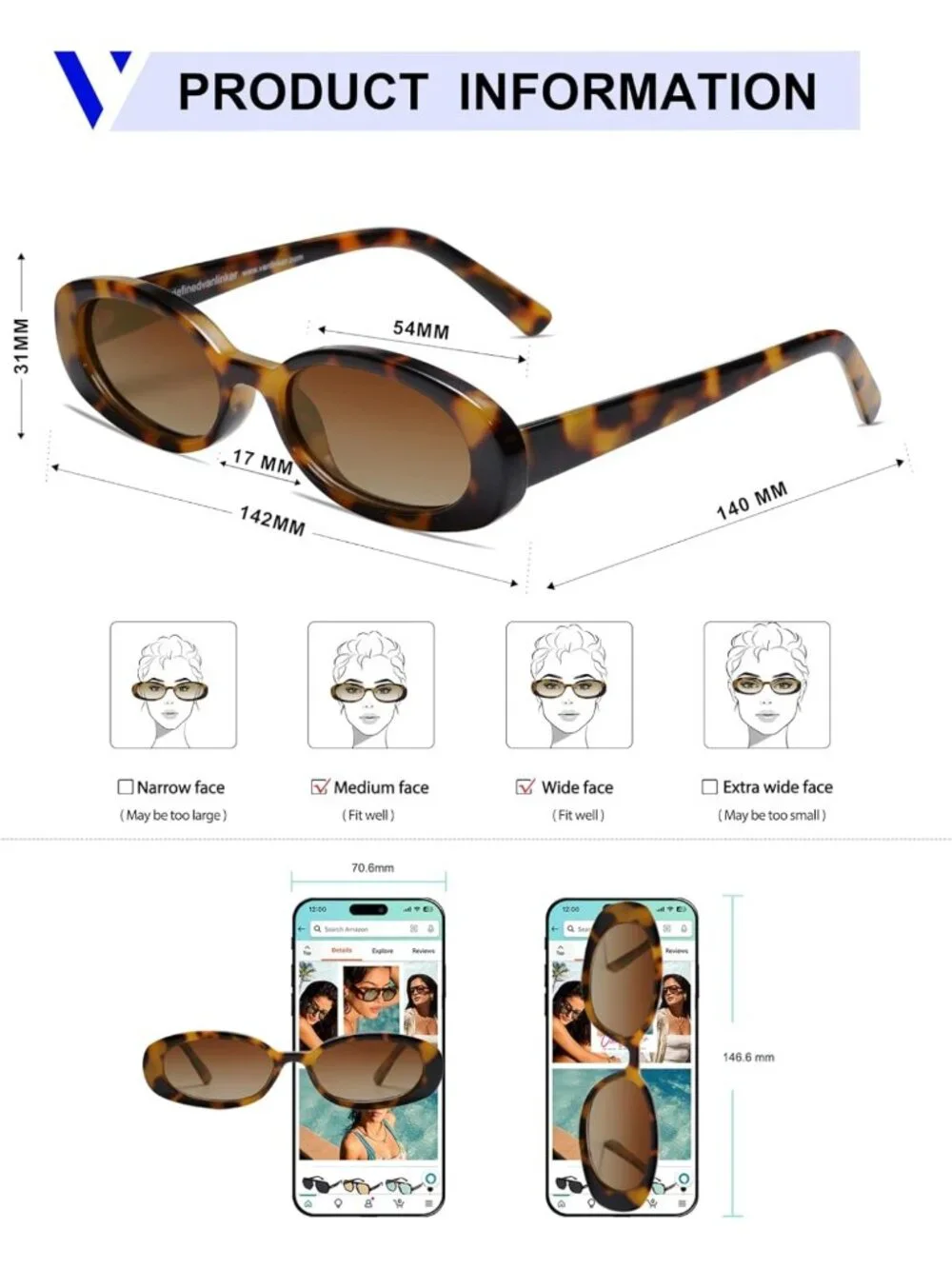 Retro Polarized Oval Sunglasses for Women & Men | Small 90s Style Shades