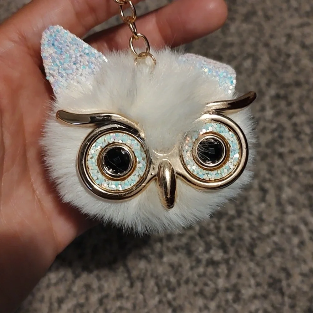 Owl Keychain with Gold Accents