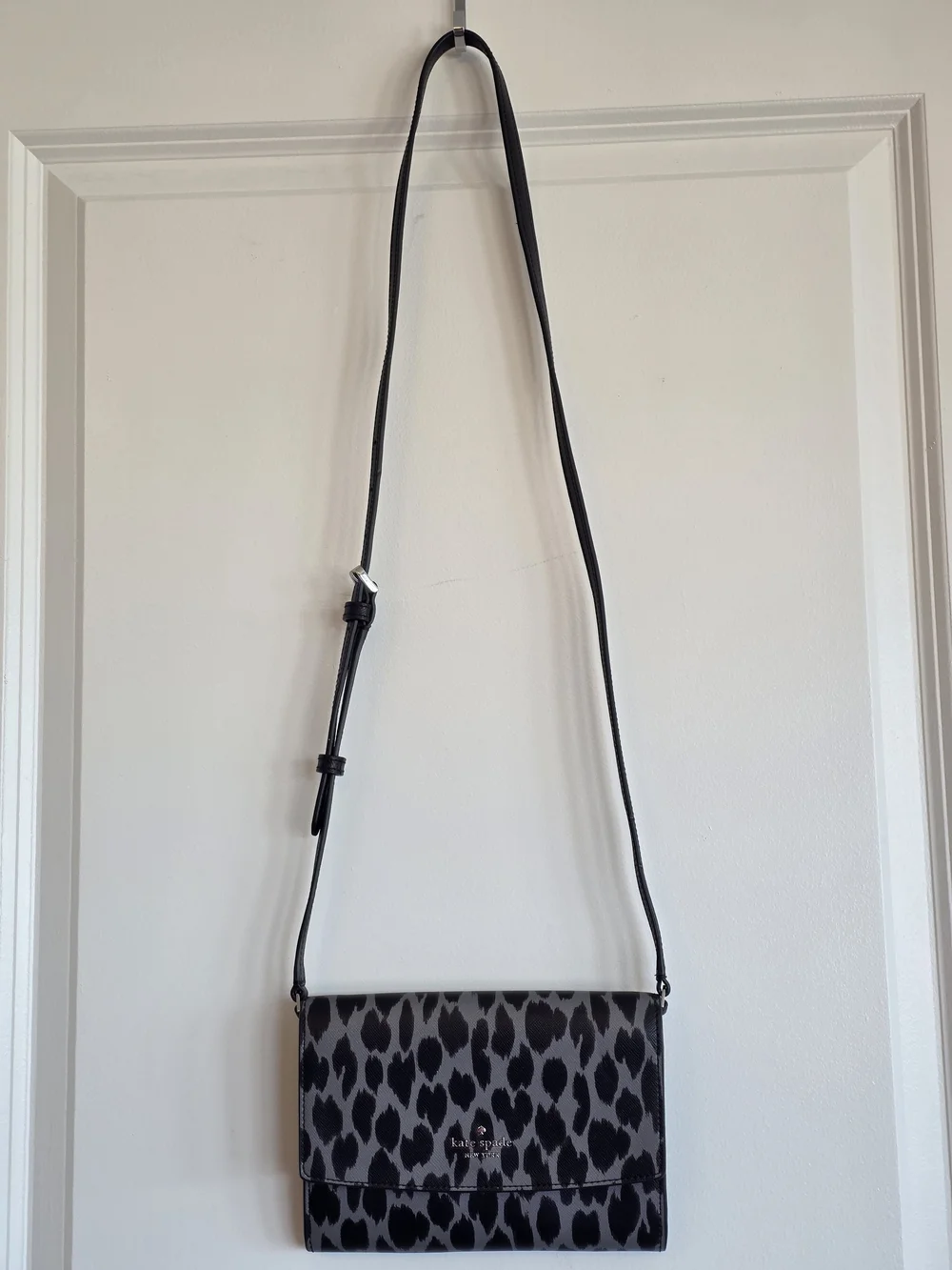 kate spade Gray and Black Leopard-Print Crossbody Bag