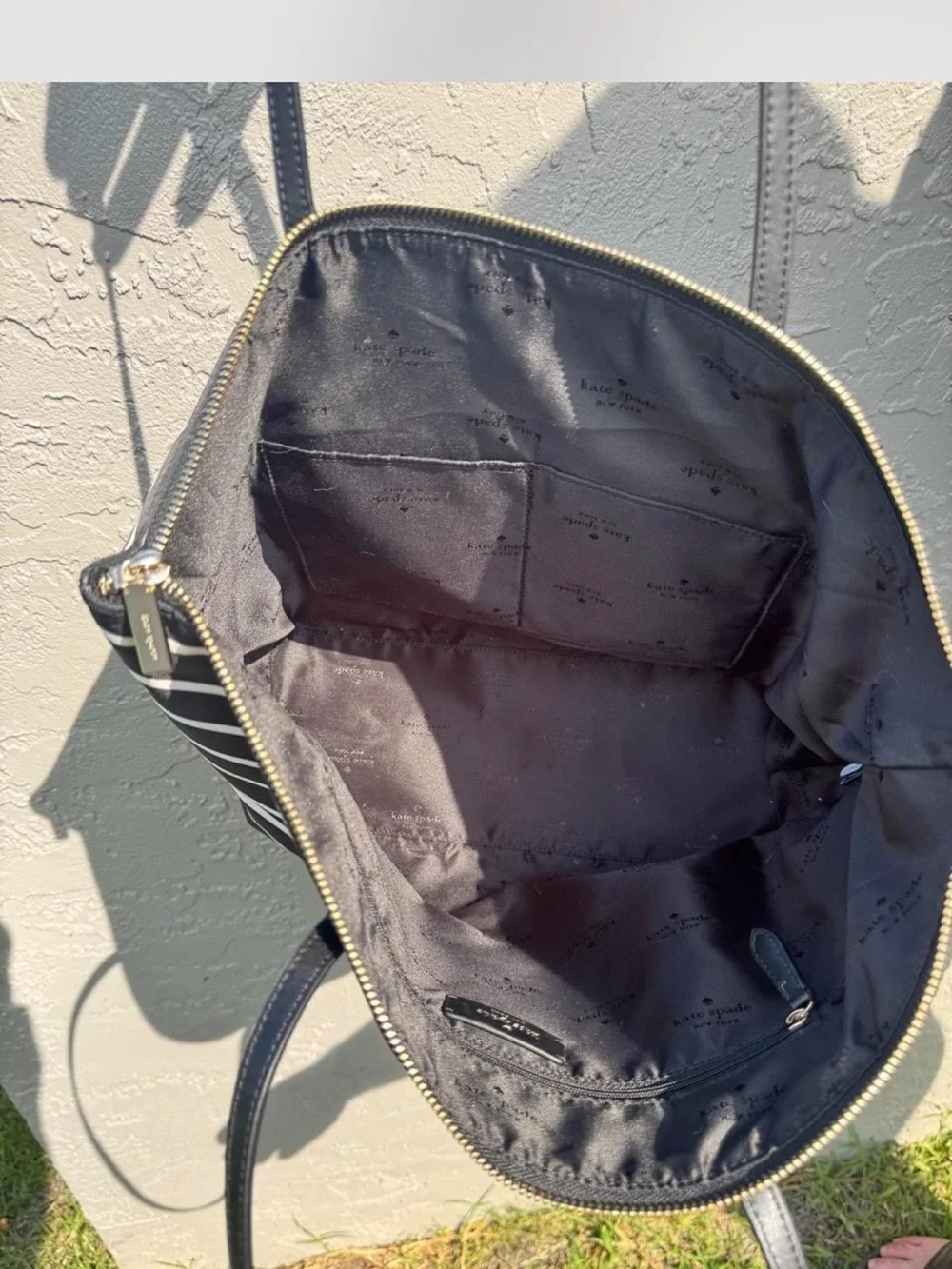 kate spade Black and White Striped Tote