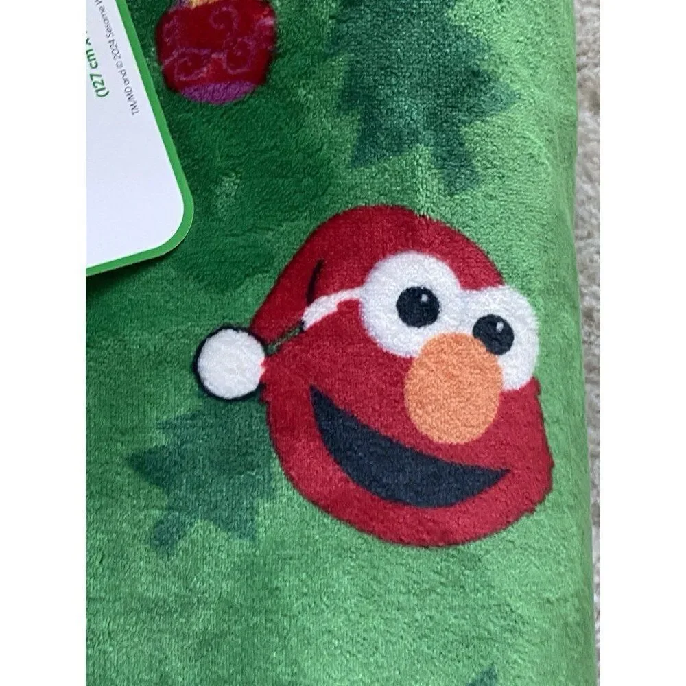 Sesame Street Christmas W/Sherpa Throw Blanket  Elmo Cookie Monster Big Bird NEW