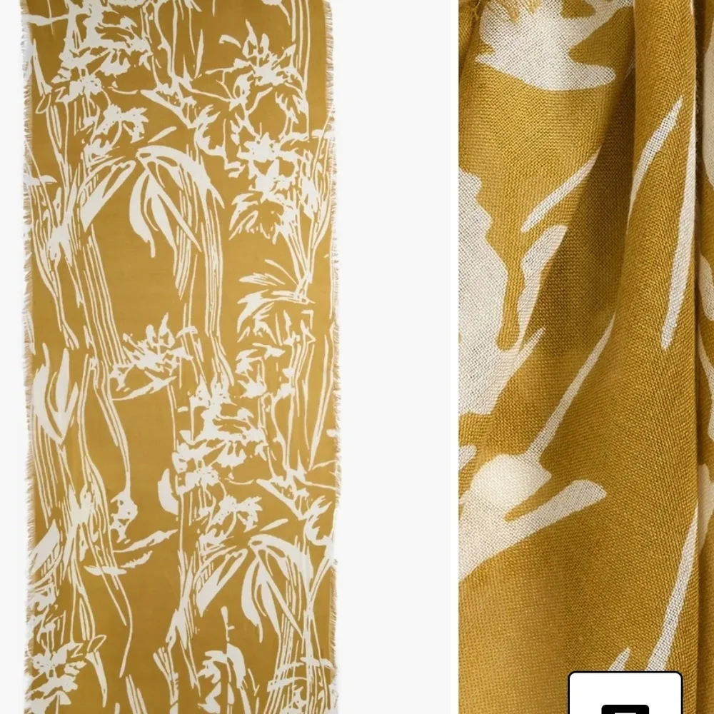 Nwot Nordstrom Mustard Leaf Print‎ Lightweight Scarf