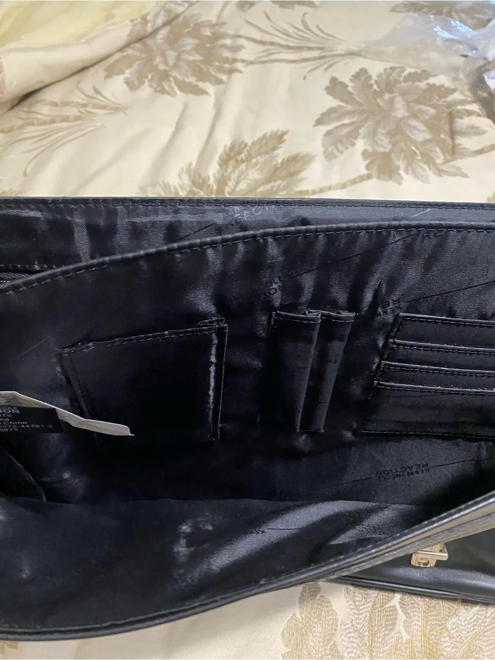 Kenneth Cole Reaction Black Leather Double-Buckle Messenger Bag