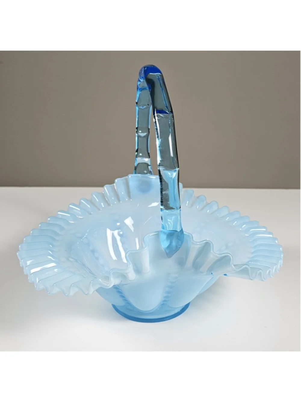 Vintage Fenton Blue Overlay Beaded Melon 9