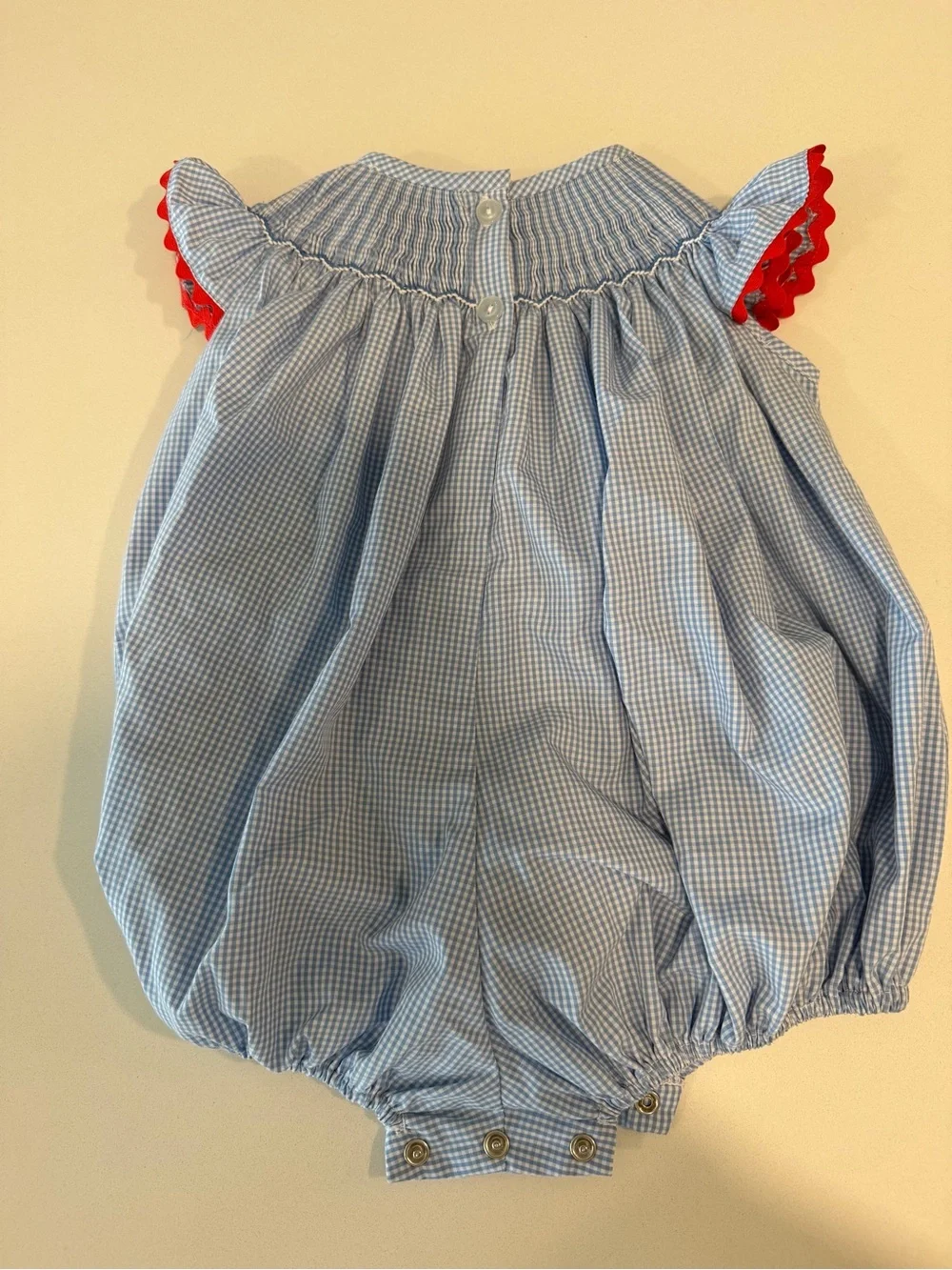 Stitchy Fish American Flag Smocked Baby Bubble