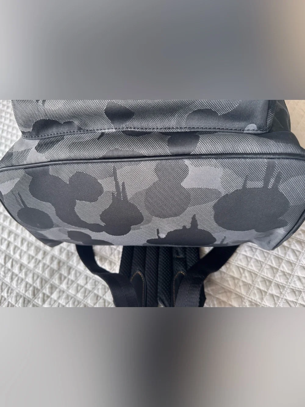 Coach men's Academy canvas backpack with black and grey camo