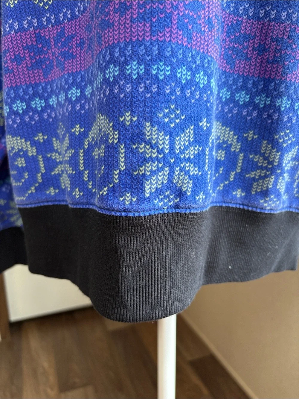 Neff Blue Fair Isle Crewneck Sweatshirt Front Pocket Streetwear Ski Medium