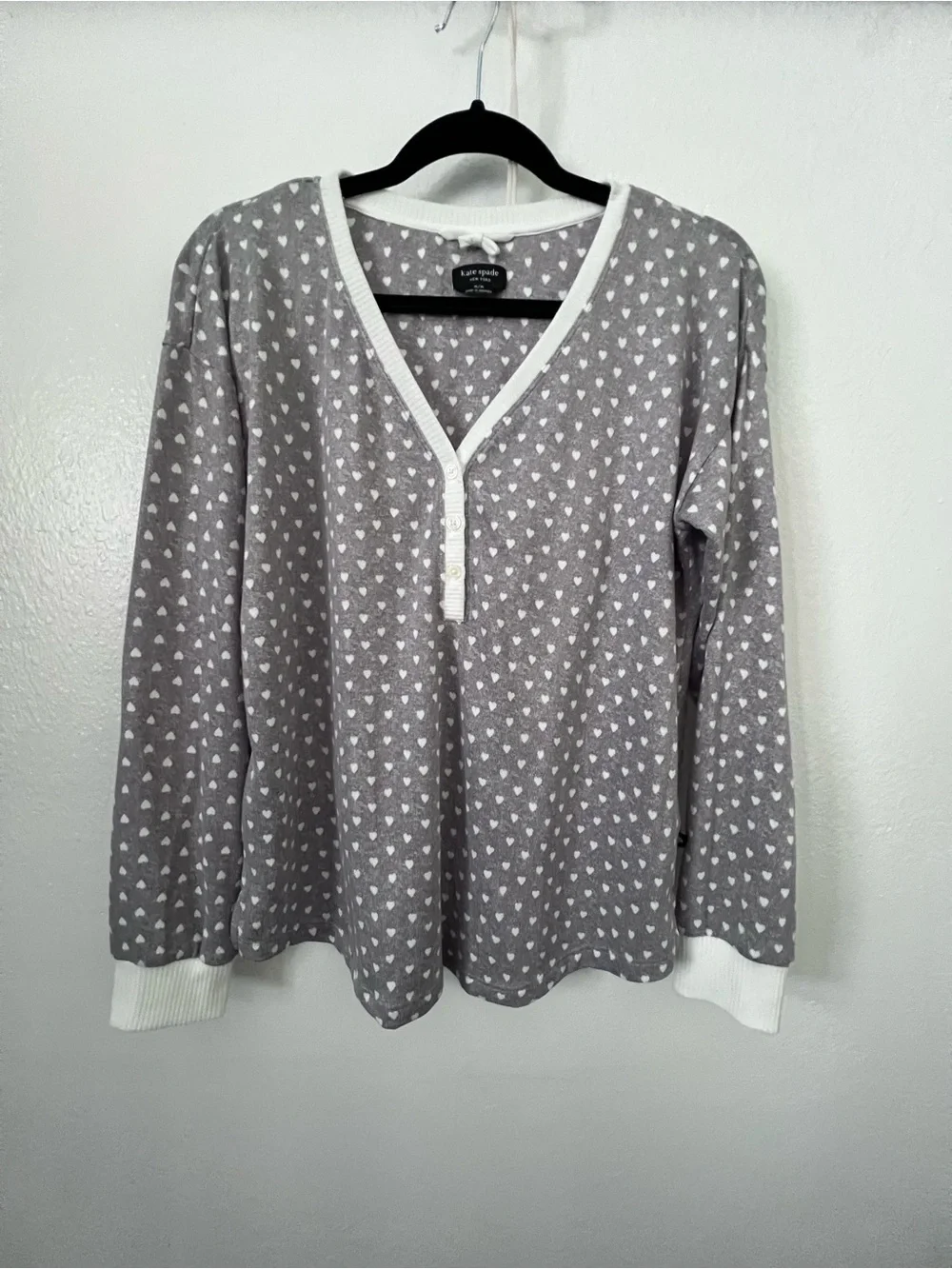 Kate Spade New York Grey and White Heart Print PJ Jogger Set Size M