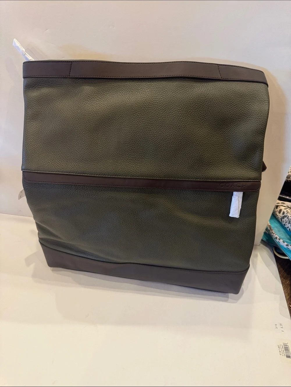 Coach Olive Green and Dark Brown Leather Messenger Bag