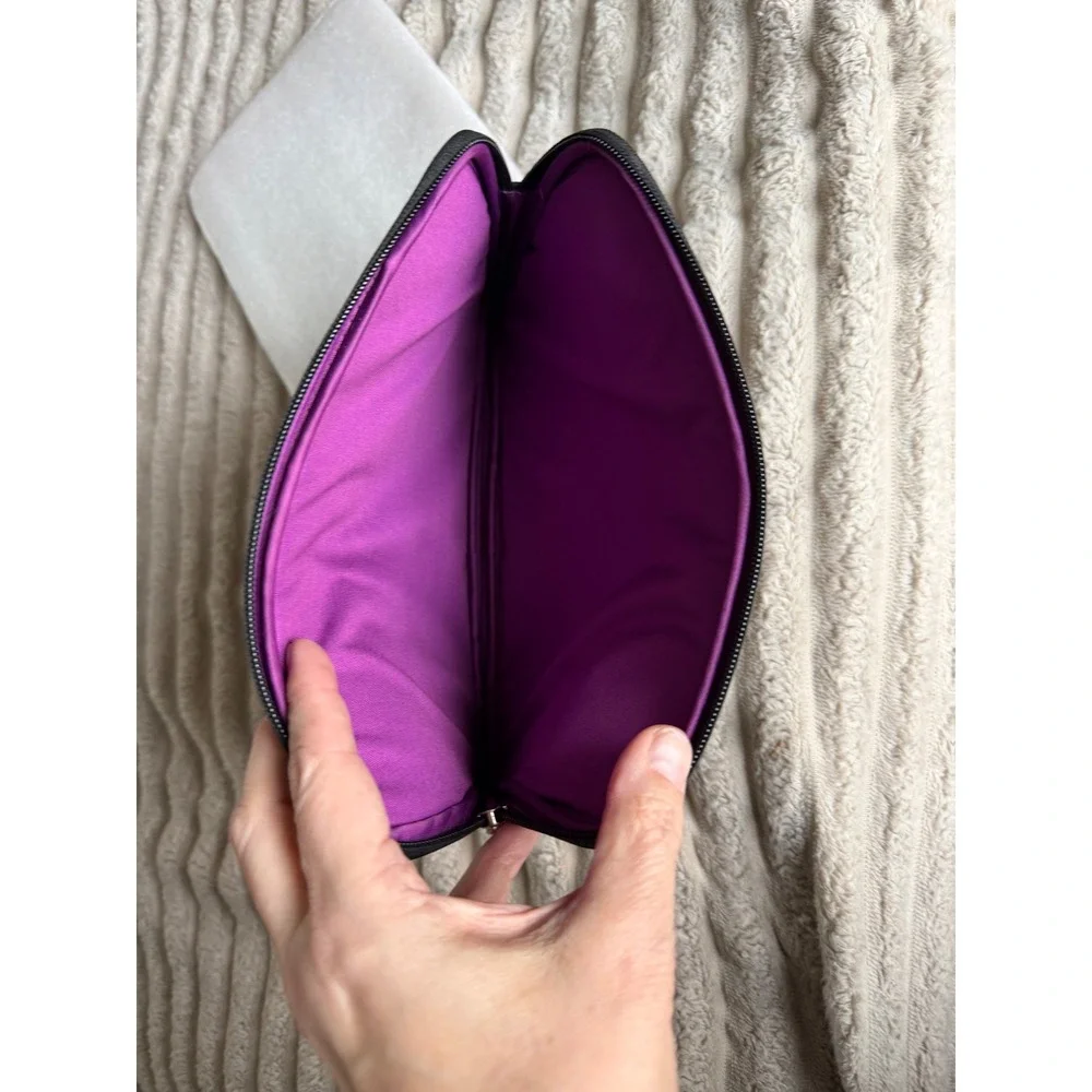 Kate Spade Zebra Print Laptop Tablet Sleeve Bag Black White‎ Purple Interior