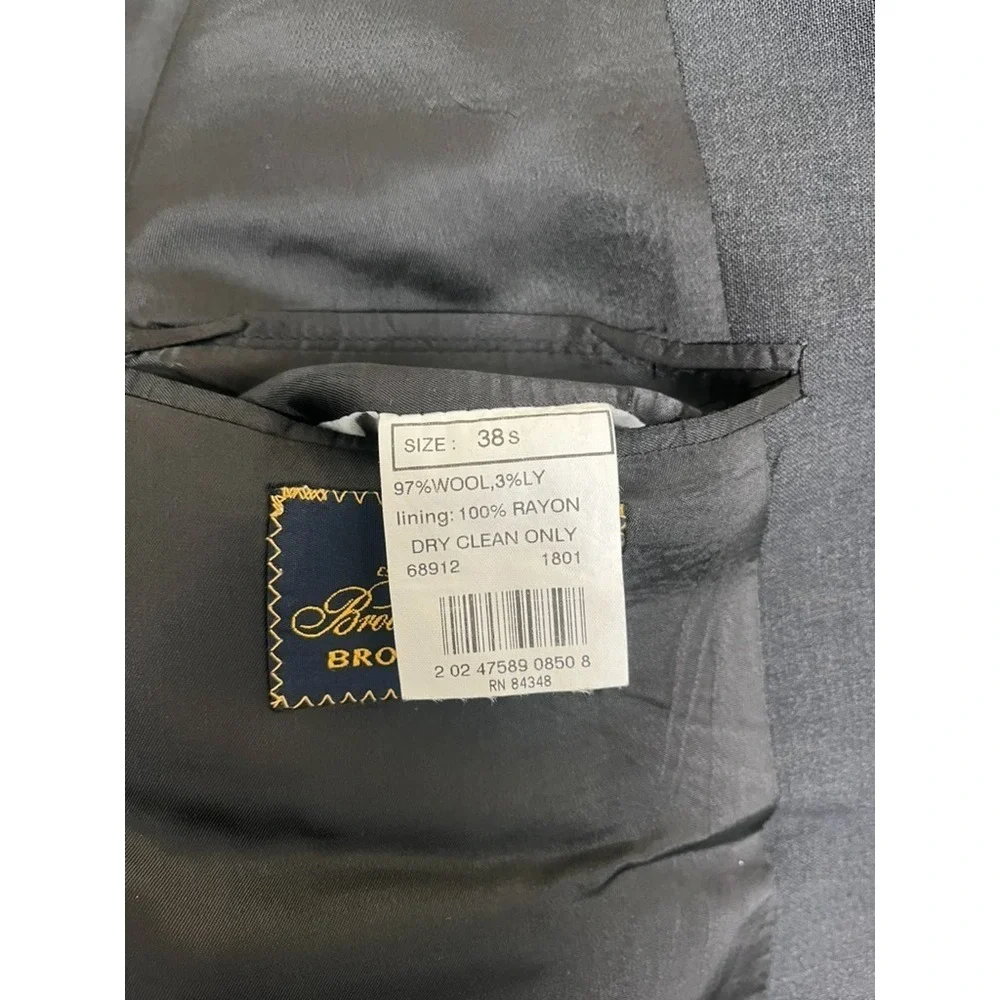 Brooks Brothers Brooksease Blazer Mens‎ Dark Gray Wool Lycra Blazer Size 38 S