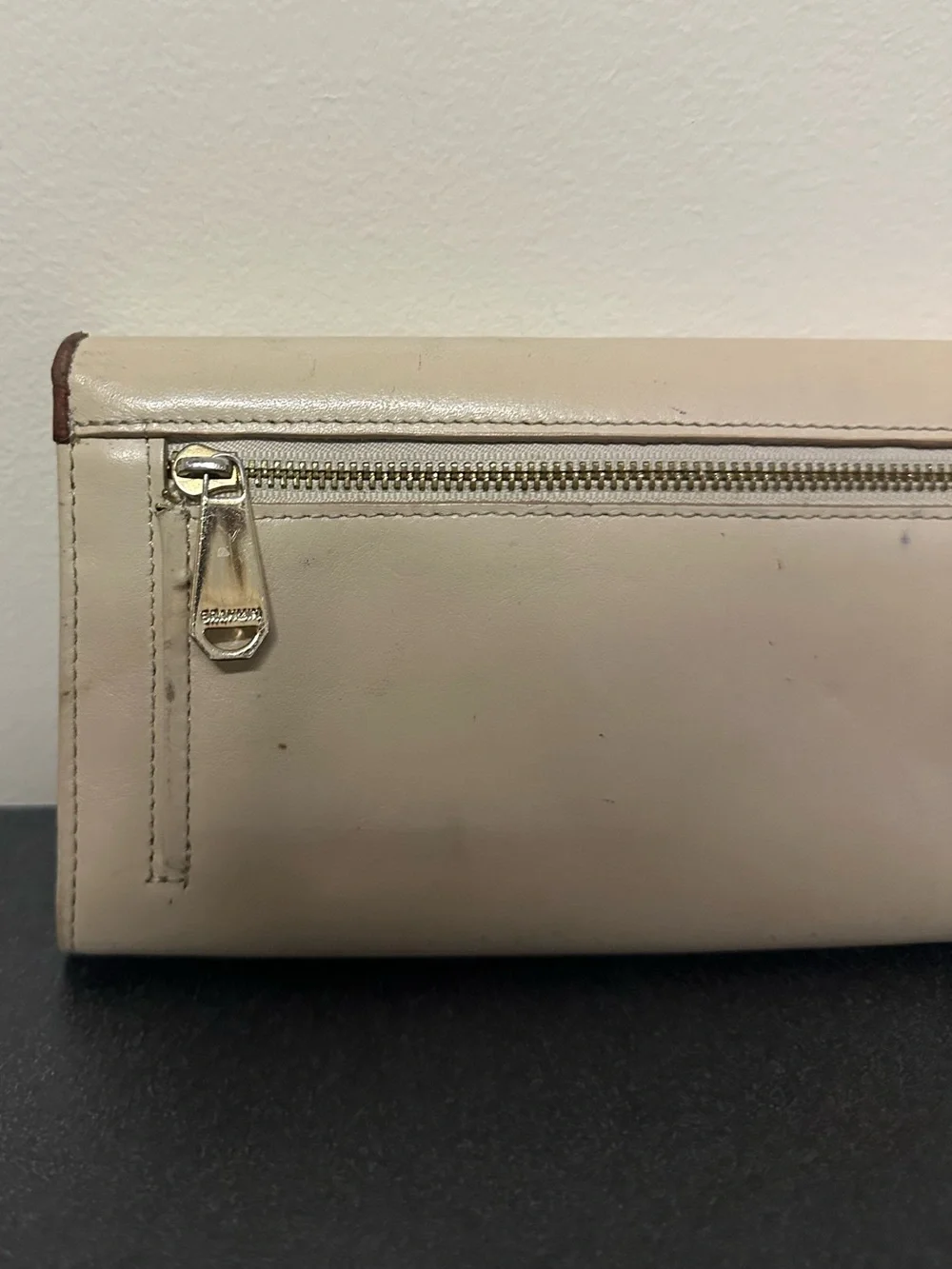 Brahmin Jillian Wallet Ivory Summer Tuscan Tri-Texture Leather Fold Zipper