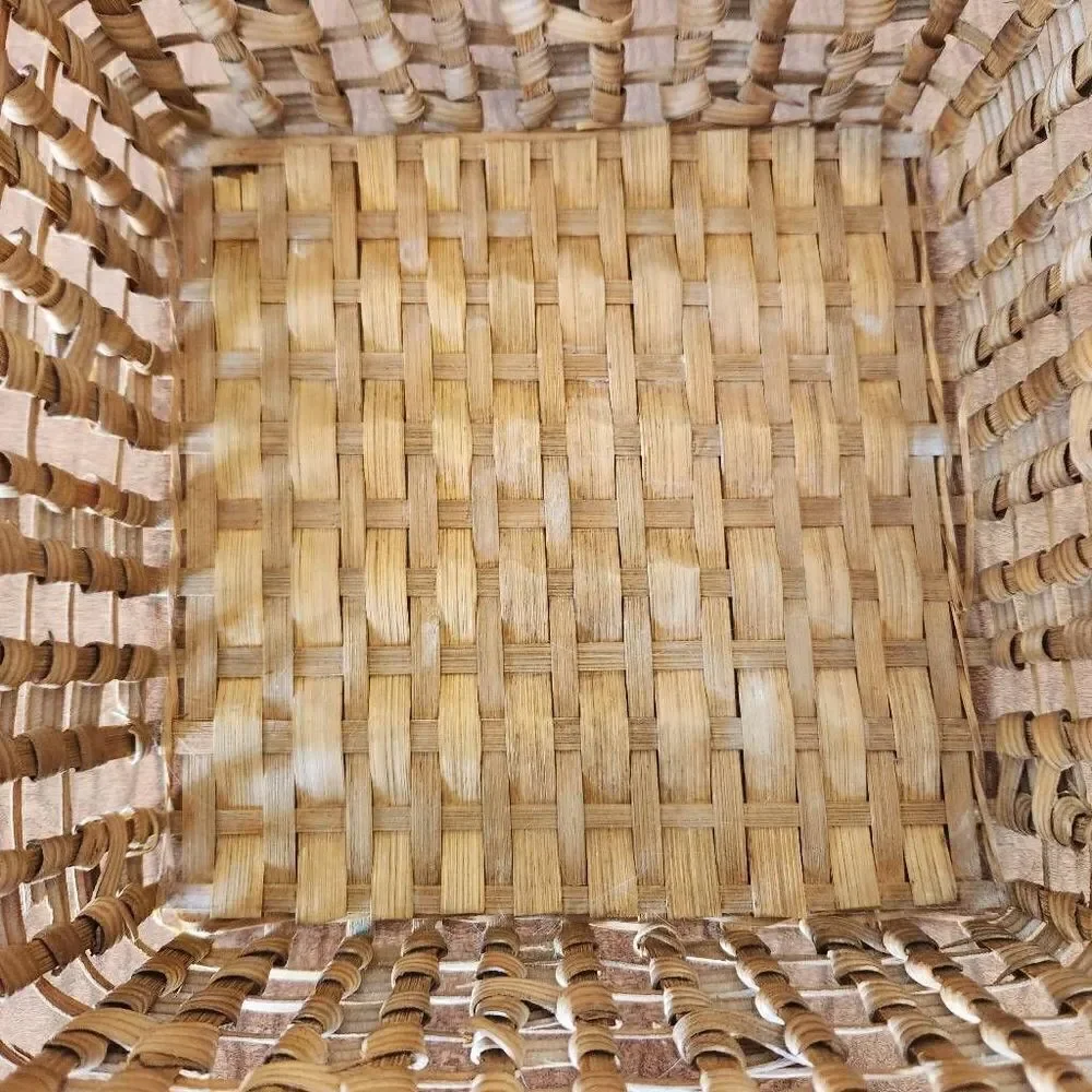 Wooden woven wicker carrying baskets bundle of 3 light brown tan storage organiz