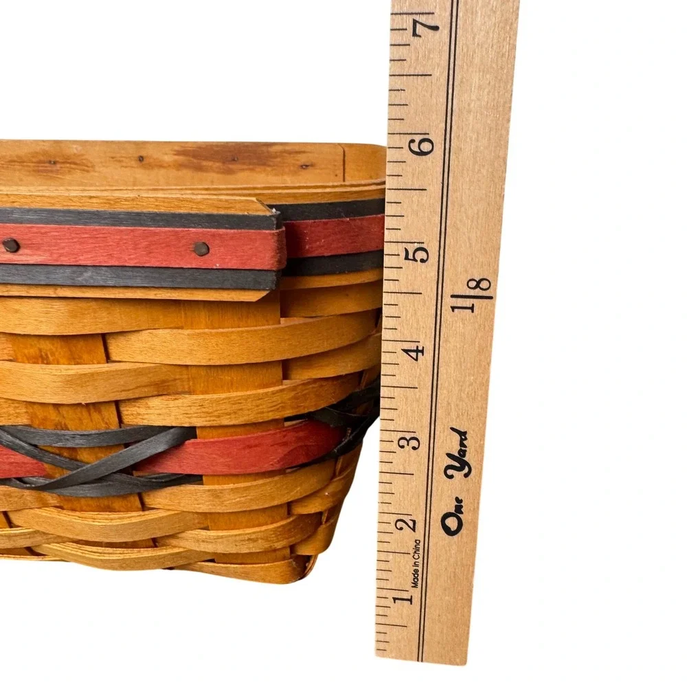 Longaberger 2000 Century Celebration Handwoven Basket Leather Handles Americana