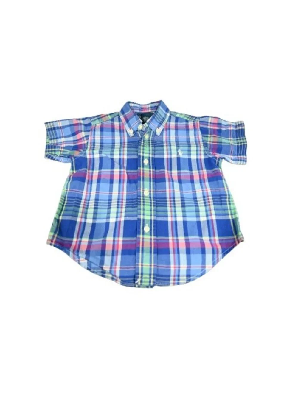 Ralph Lauren Baby Boys Plaid Button Down Shirt Blue Size 18M Preppy Casual