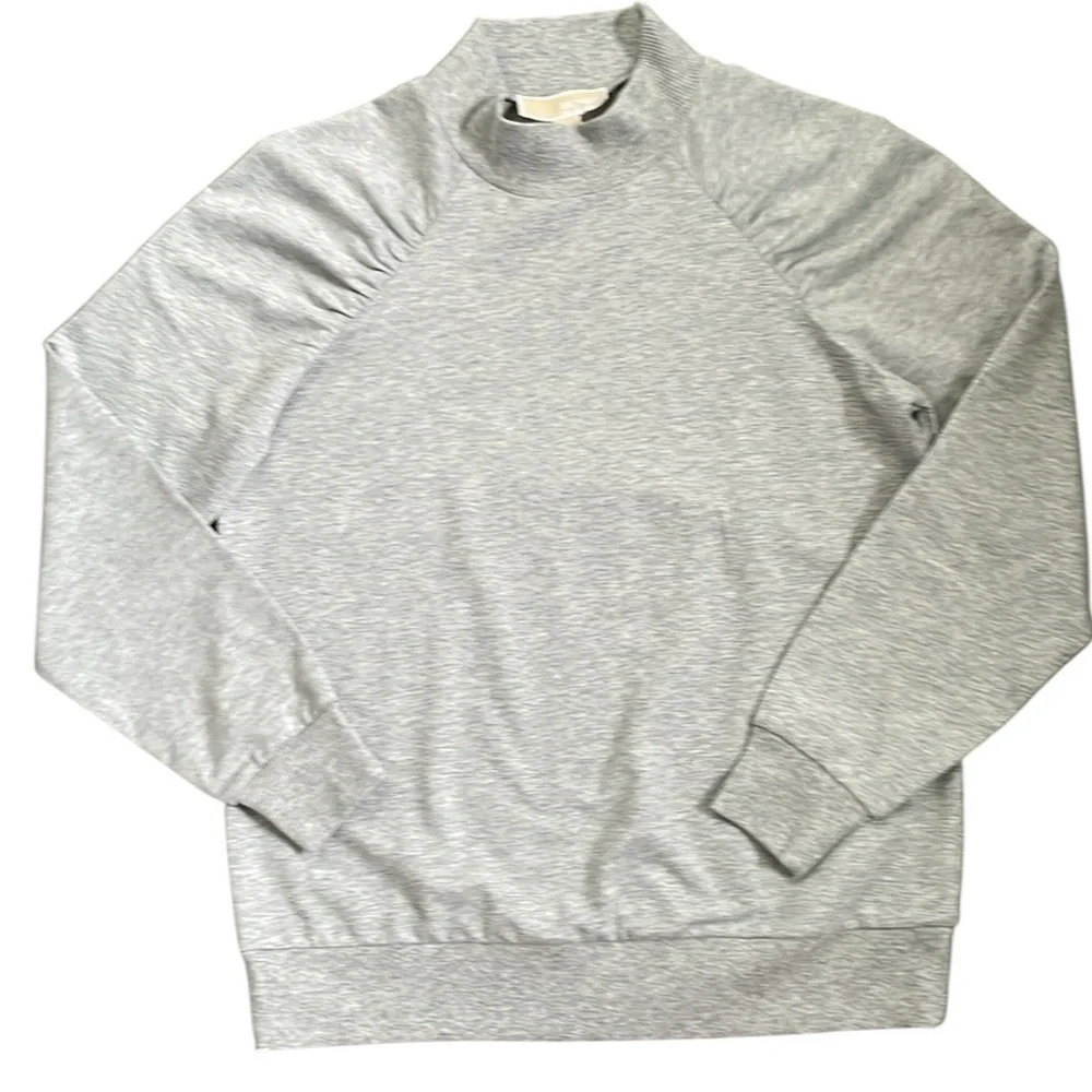 Michael Michael Kors Pearl Heather Ruched Shoulders Lightweight Sweatshirt S NWT