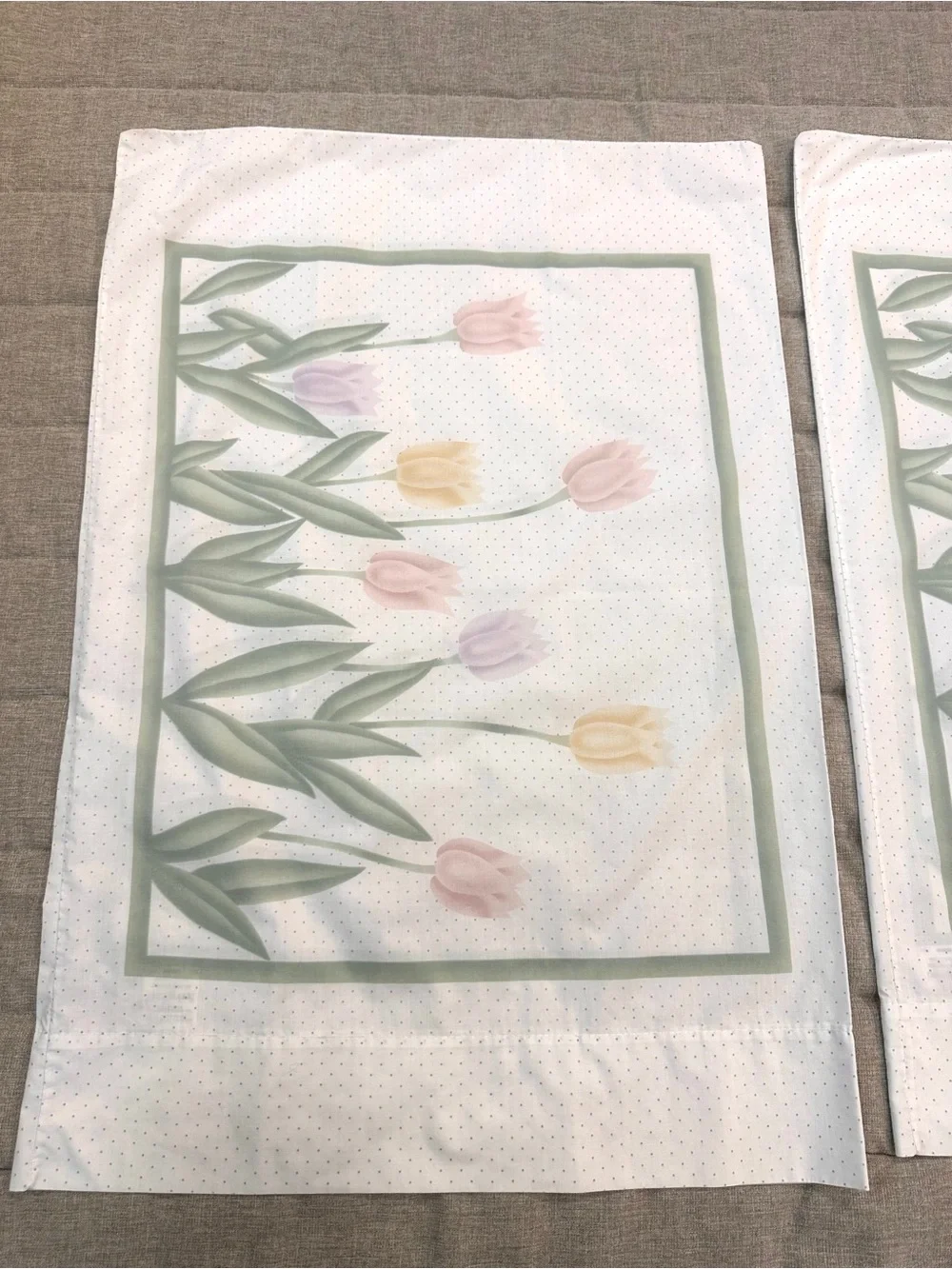 2xPillowcase Floral Tulip Garden Standard Cottagecore Soft Pastel Vintage