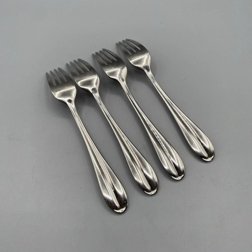 Hampton Silversmiths ELAINE 4pcs Salad Forks Stainless Flatware 7-1/8