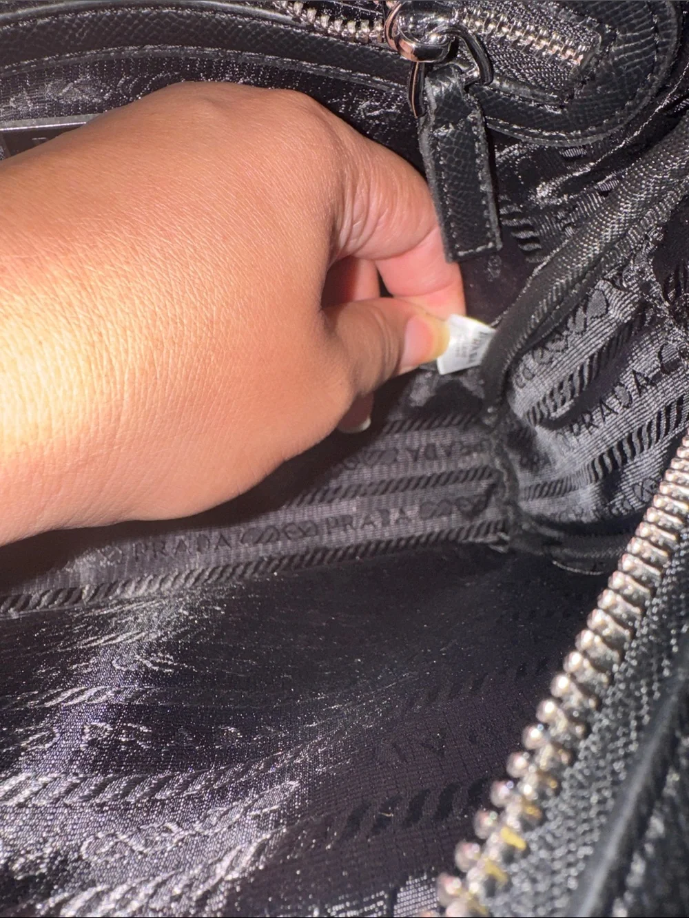 Prada Black Leather Messenger with Black & White Branded Strap