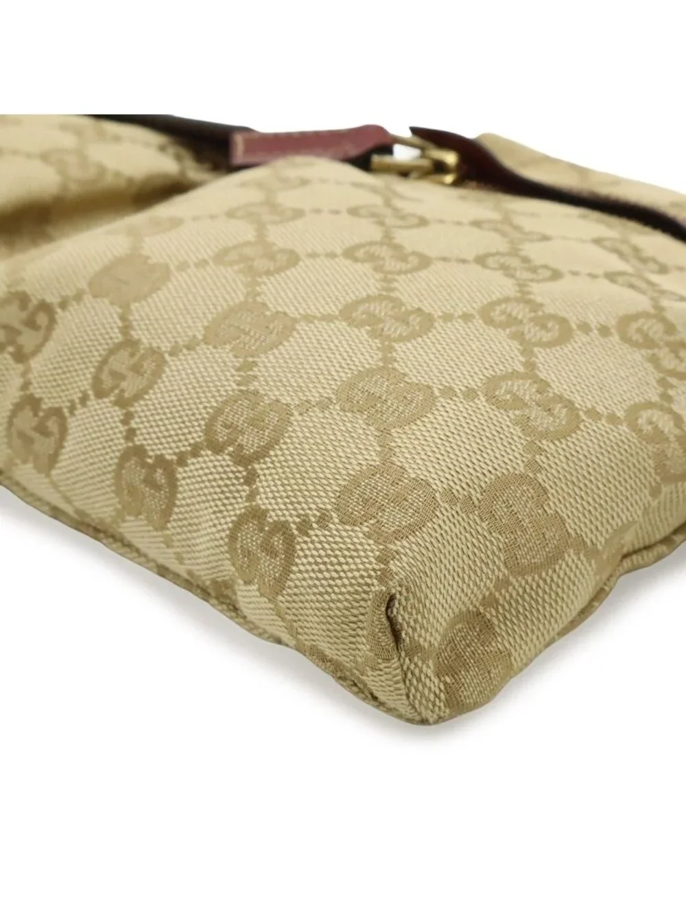 Gucci GG Canvas Sherry Line Belt Bag Waist Pouch Hip Leather Beige Pink Red Gold