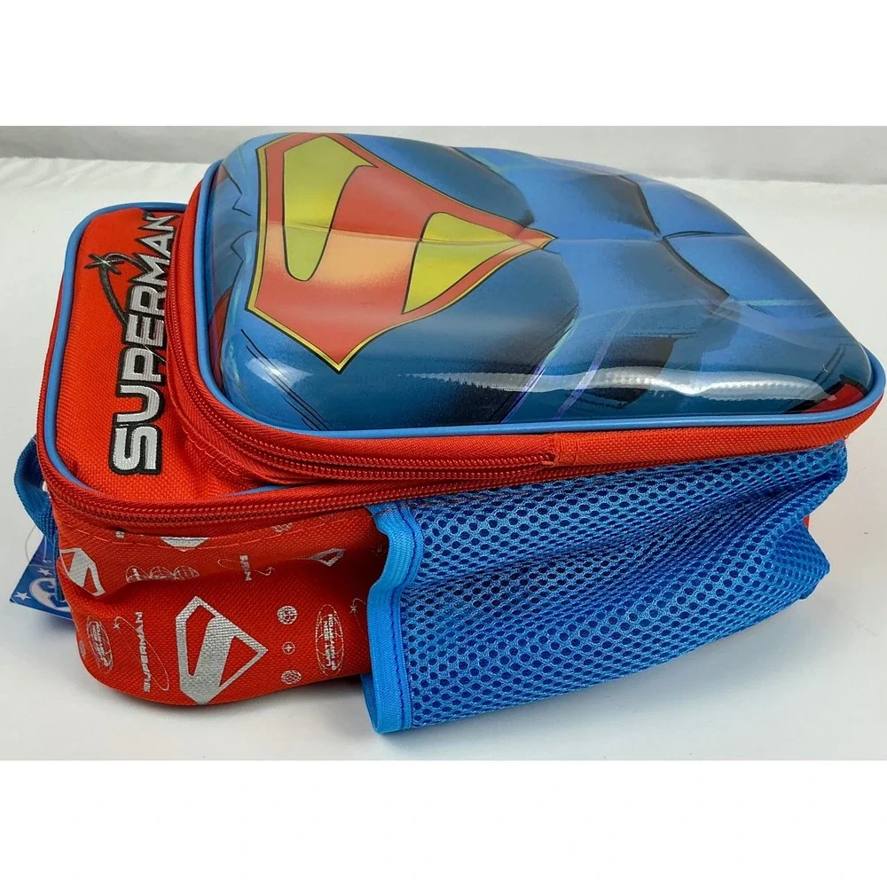 DC Superman Lunch Box Dual Compartment Insulated Kids School‎ Red Blue