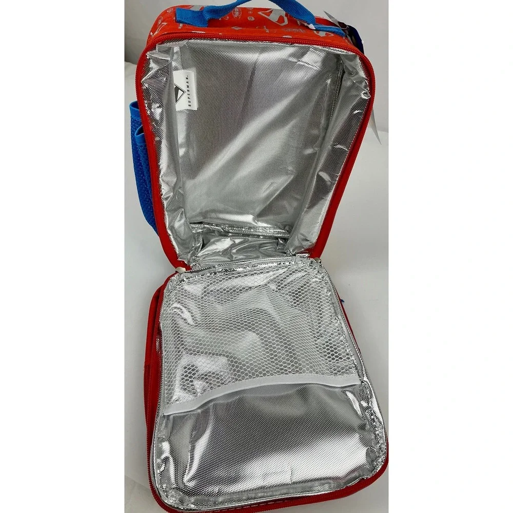DC Superman Lunch Box Dual Compartment Insulated Kids School‎ Red Blue