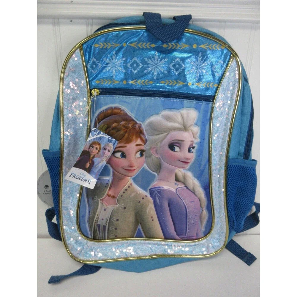 Disney Frozen II Backpack  Anna & Elsa Blue Sparkle School Laptop Bookbag Kids