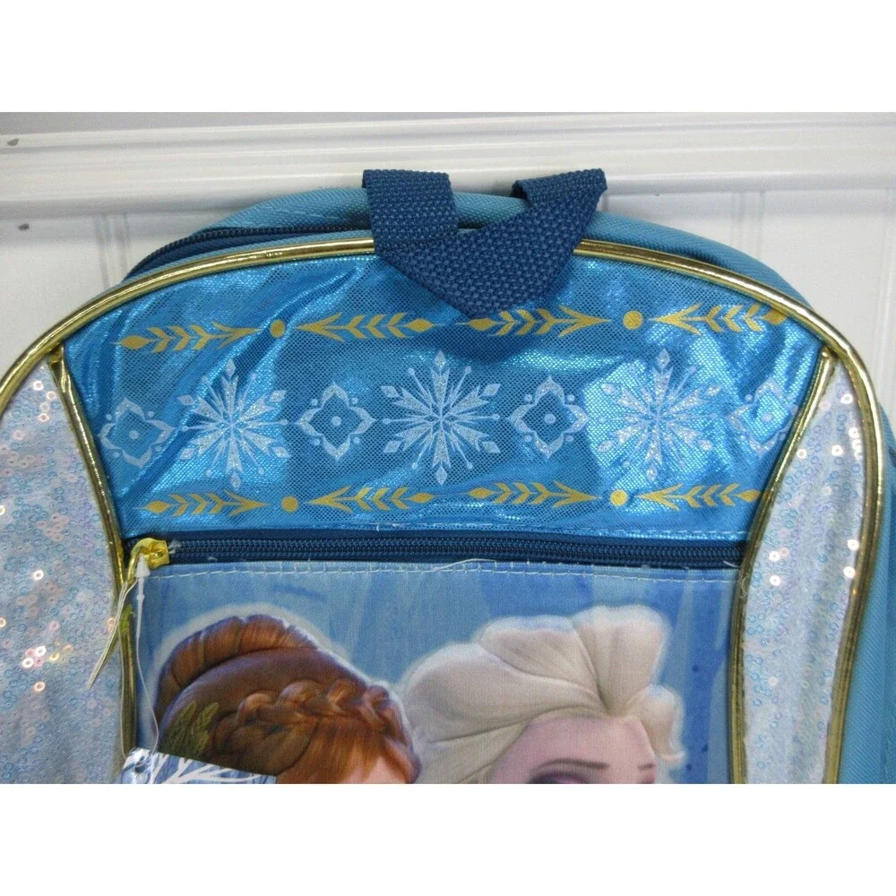 Disney Frozen II Backpack  Anna & Elsa Blue Sparkle School Laptop Bookbag Kids