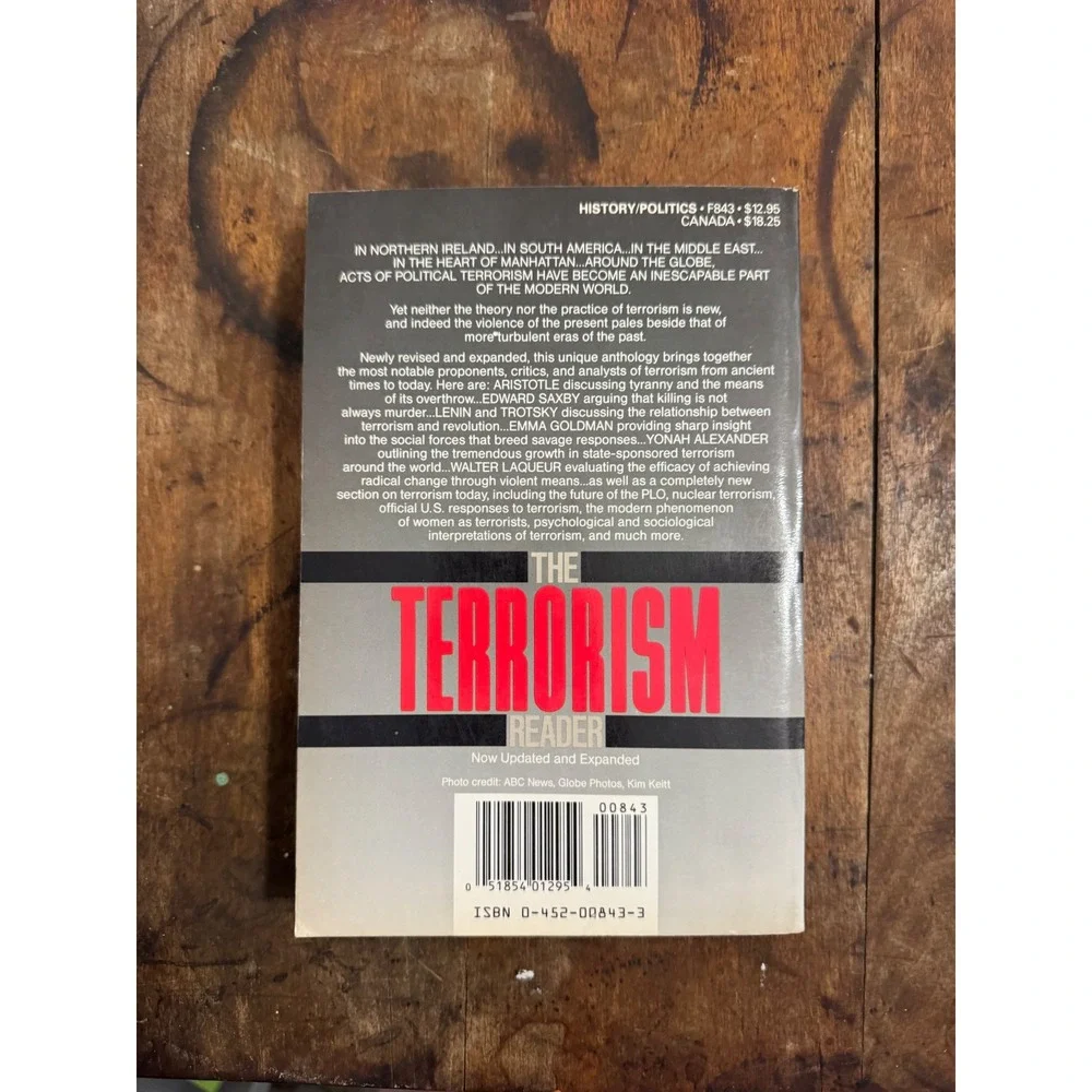 The Terrorism Reader A Historical Anthology Walter Laqueur 1987 Revised Edition
