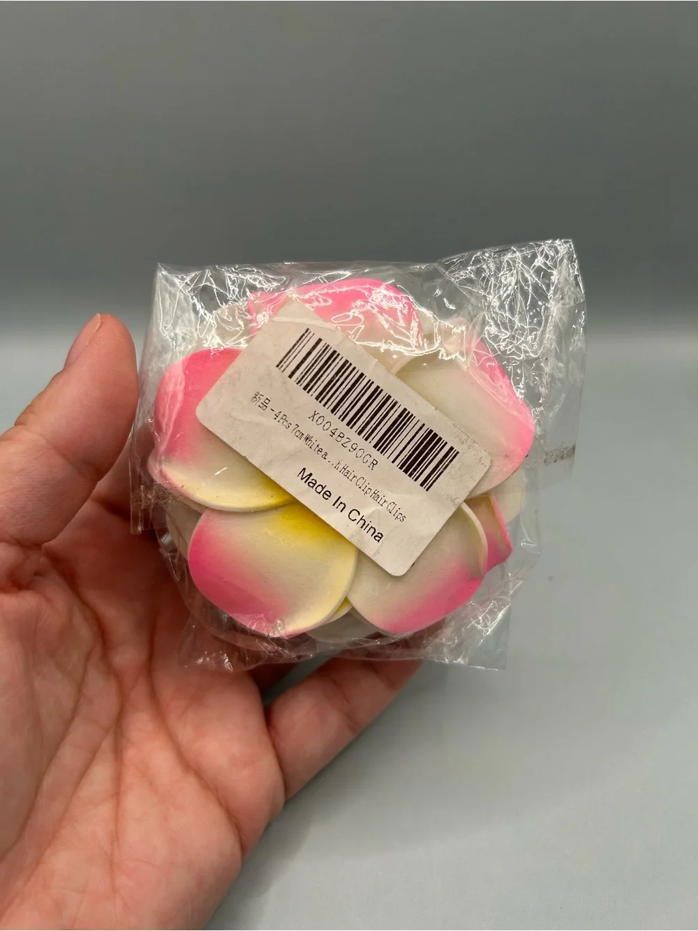 4Pcs Hawaiian Flower Hair Clips White and Pink Plumeria Hair Flower NEW