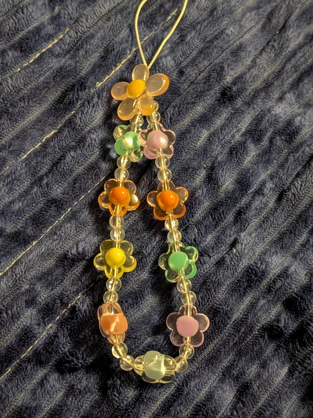 Colorful Flower Bead Phone Charm Strap - Multicolor