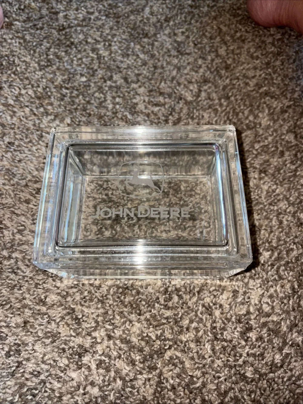 John Deere vintage trinket glass box