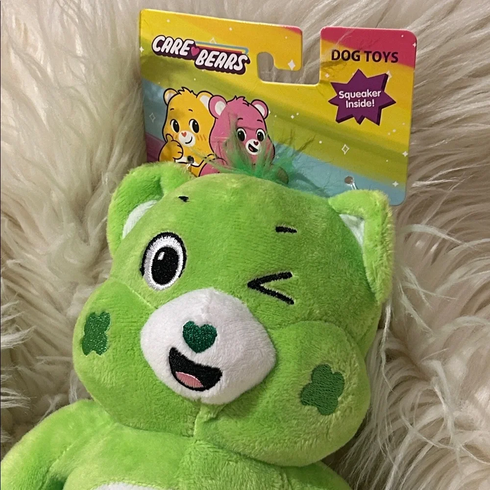 NEW! Care Bears Green Lucky Bear Plush Squeaky Dog Toy