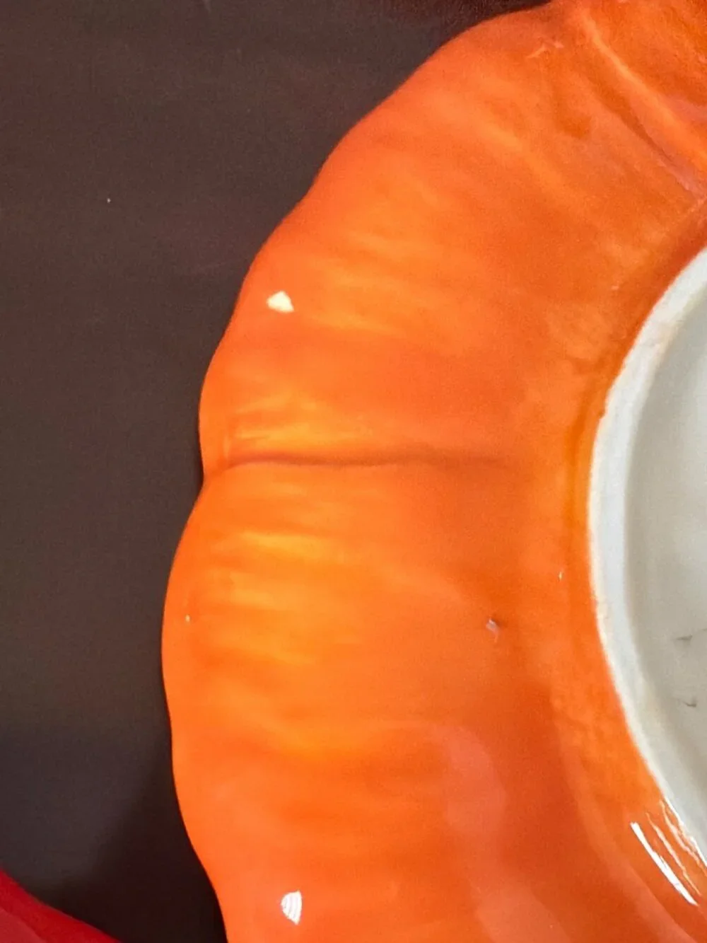 Set of 4 Clay Art Poppies Figural Appetizer Plates Red Orange Floral Ceramic 6