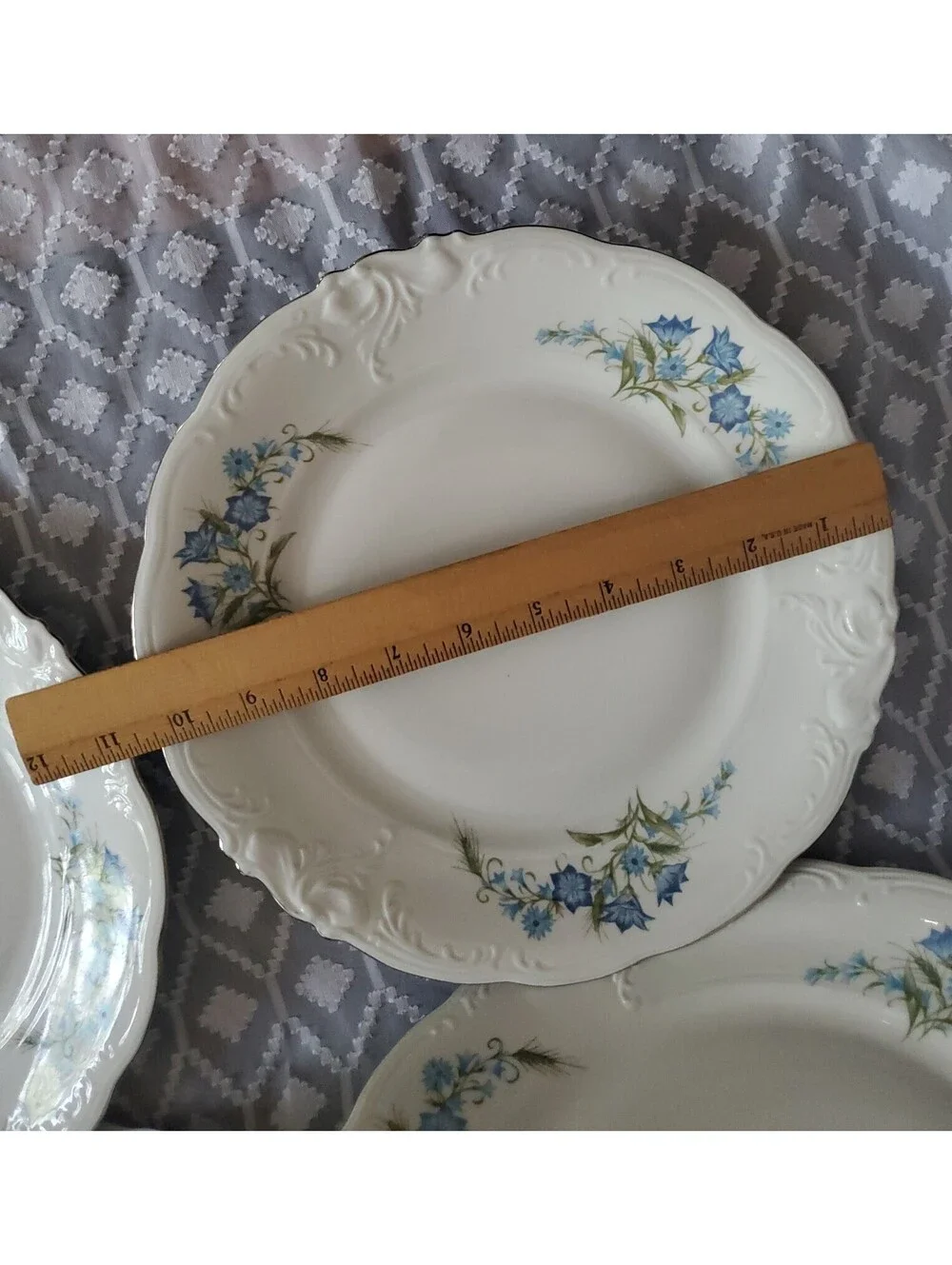 Vtg 4 Walbrzych Blue Floral Dinner Plates