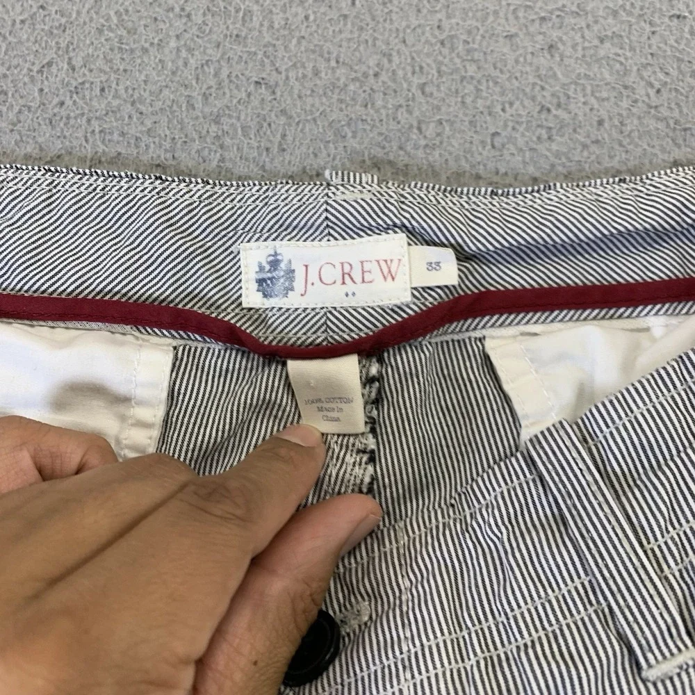 J. Crew Chino Shorts Mens 33 White Gray Stripe 10