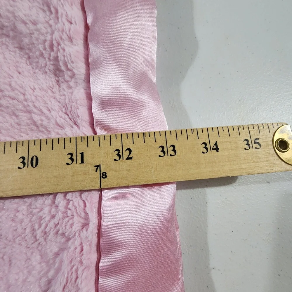 Crown & Ivy Baby Pink Plush Faux Fur Satin Trim Crown Logo Security Blanket