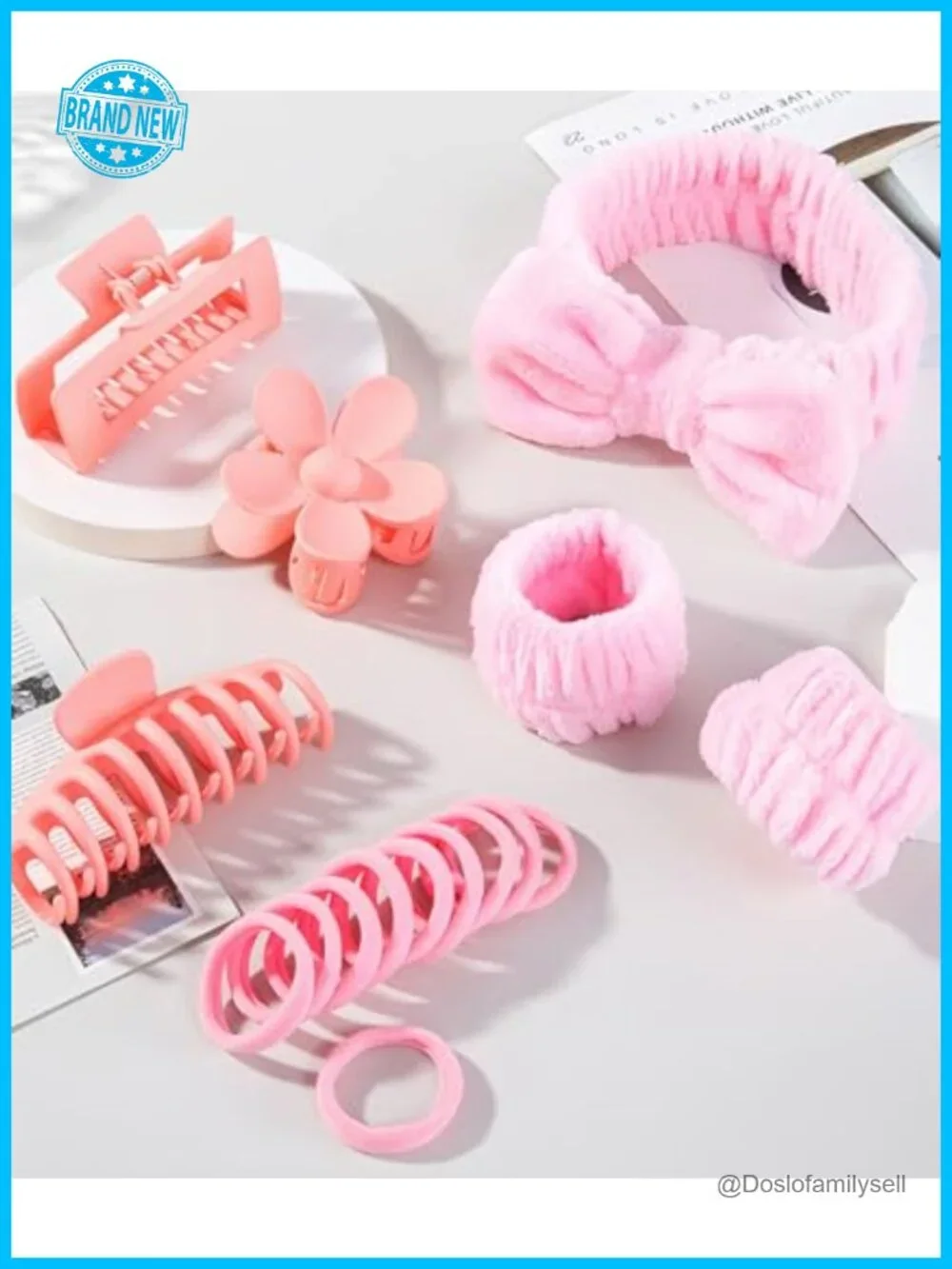 16-Piece Skincare Headband Set with Wristbands, Hair Ties, Clips
