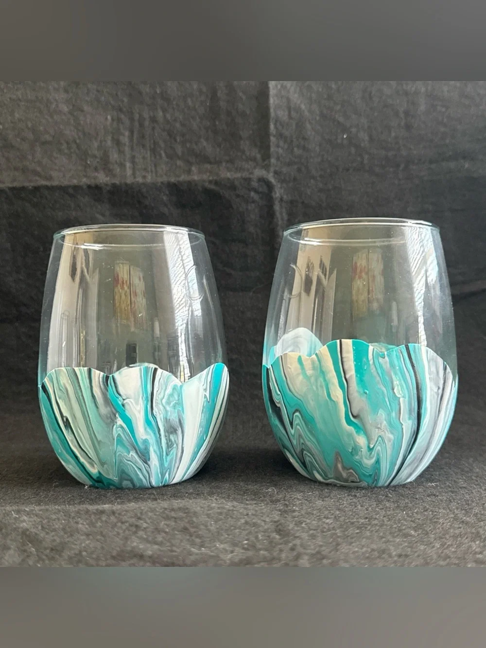 Handmade water marbled
