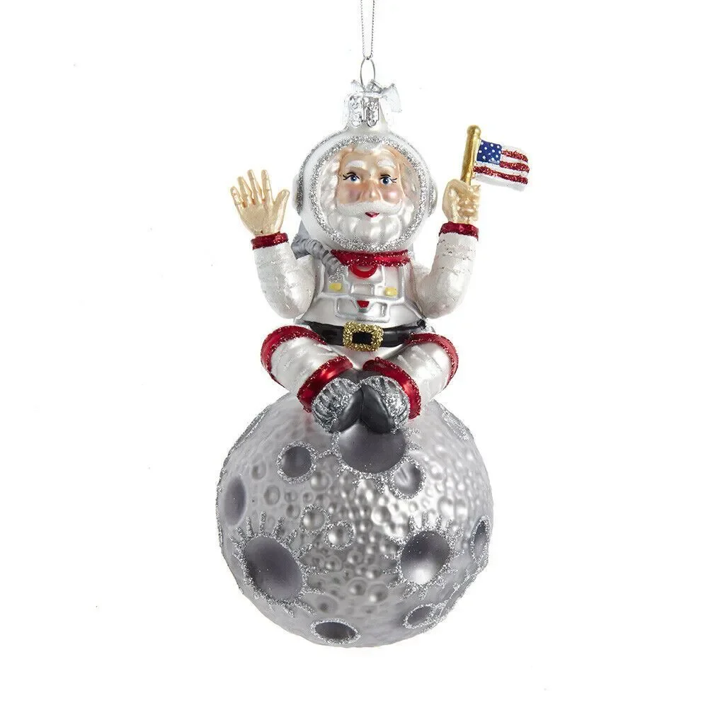 Kurt Adler Noble Gems Astronaut Santa Glass Ornament NIB NBX0048