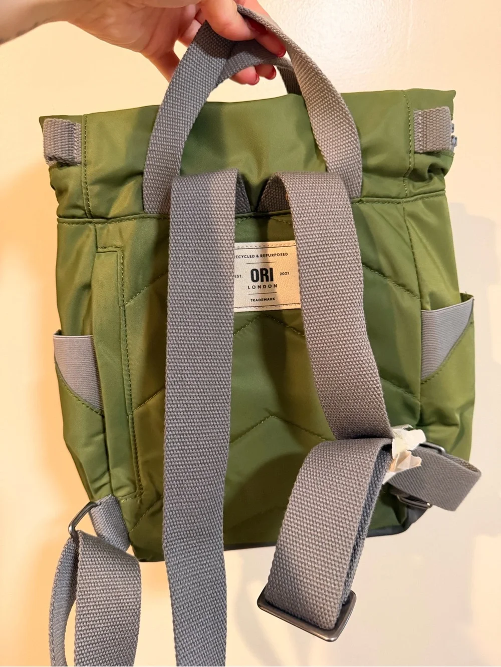 Orion London Olive Green Roll-Top Mini Backpack