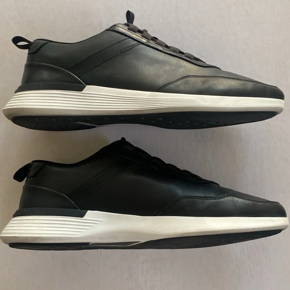 Wolf & Shepherd Jet Black Full Grain Italian Leather Trainers Men’s 11.5
